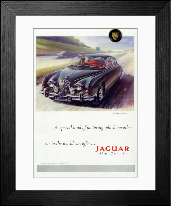 Framed Print : Jaguar car advertisement Framed Print : Jaguar car advertisement
