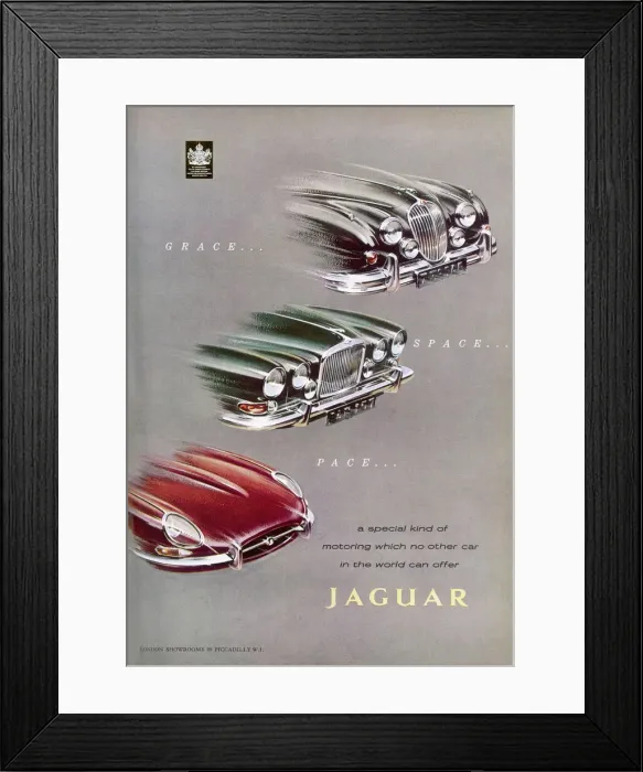 Framed Print : Jaguar car advertisement Framed Print : Jaguar car advertisement