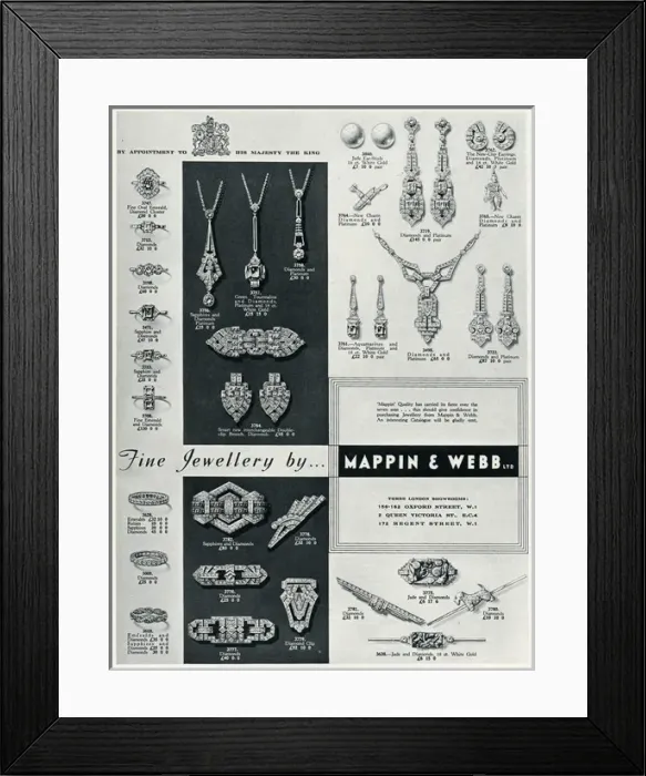 Framed Print : Advert for Mappin & Webb fine jewellery 1935