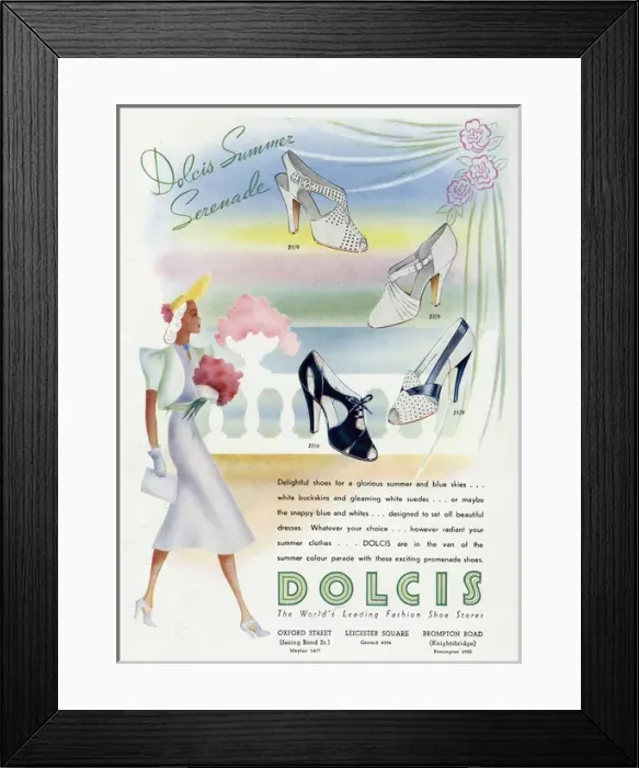 Framed Print : Advert for Dolcis womens shoes 1938
