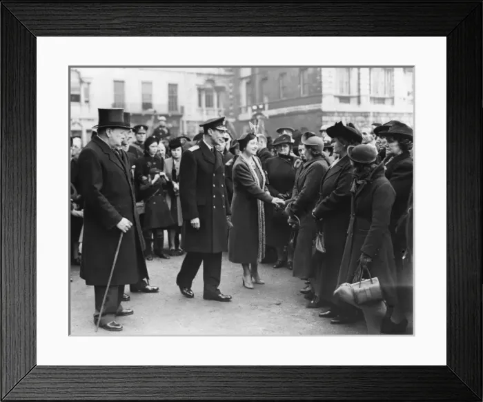 Framed Print : King and Queen meeting widows of the Ajax and Exeter Framed Print : King and Queen meeting widows of the Ajax and Exeter