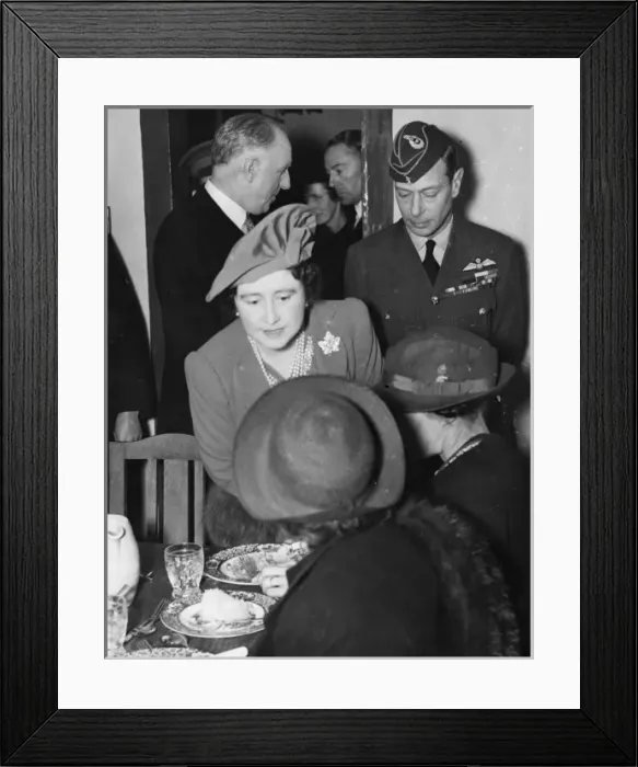 Framed Print : King and Queen at a Communal Centre during the war