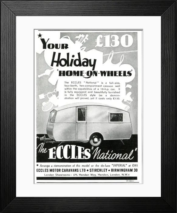 Framed Print : Advert for Eccles caravans 1939 Framed Print : Advert for Eccles caravans 1939