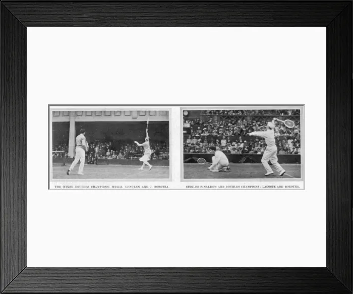 Framed Print : Lenglen, Borotra and Lacoste playing doubles