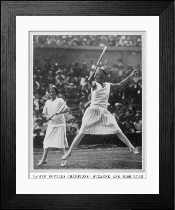 Framed Print : Suzanne Lenglen playing doubles