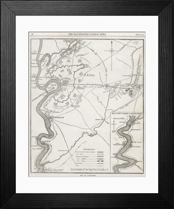 Framed Print : Map of Vicksburg Framed Print : Map of Vicksburg