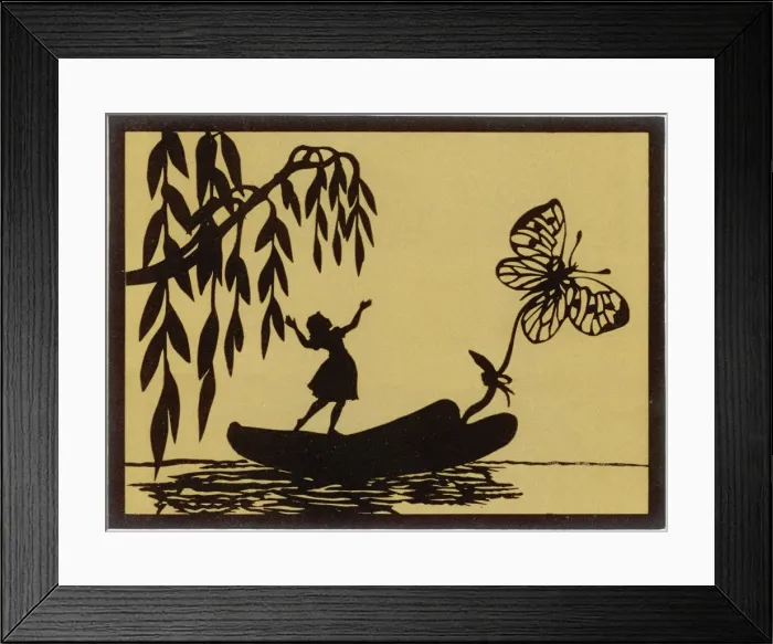 Framed Print : Thumbelina drawn by a butterfly down a stream Framed Print : Thumbelina drawn by a butterfly down a stream