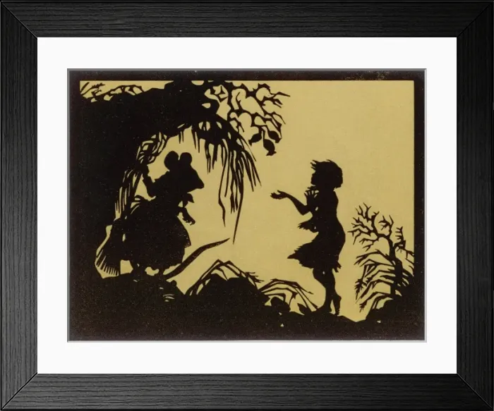 Framed Print : Thumbelina begs the Field Mouse for food Framed Print : Thumbelina begs the Field Mouse for food