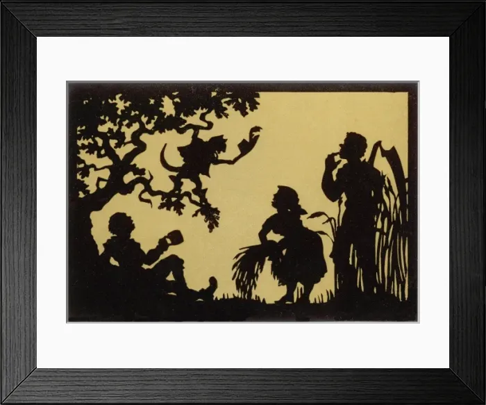 Framed Print : Puss in Boots talks to reapers mowing a meadow Framed Print : Puss in Boots talks to reapers mowing a meadow