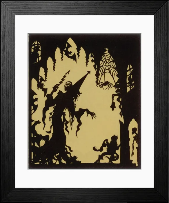 Framed Print : Puss in Boots challenges the Magician to turn into a mouse Framed Print : Puss in Boots challenges the Magician to turn into a mouse