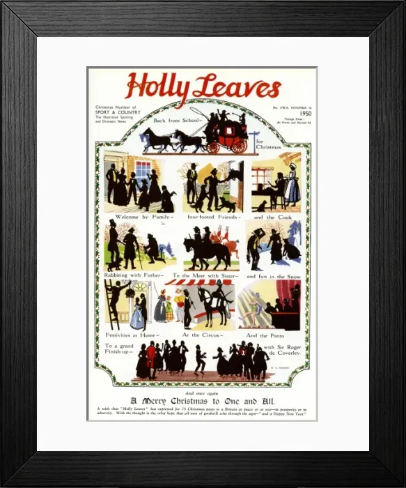 Framed Print : Holly Leaves cover featuring silhouettes by H. L. Oakley Framed Print : Holly Leaves cover featuring silhouettes by H. L. Oakley