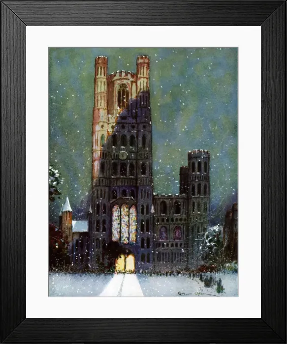 Framed Print : Ely Cathedral in the snow by Ernest Uden Framed Print : Ely Cathedral in the snow by Ernest Uden