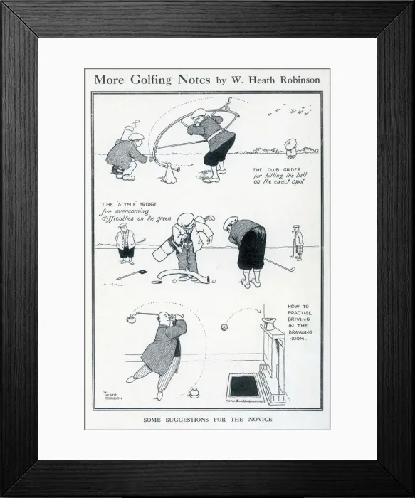 Framed Print : More Golfing Notes by William Heath Robinson Framed Print : More Golfing Notes by William Heath Robinson