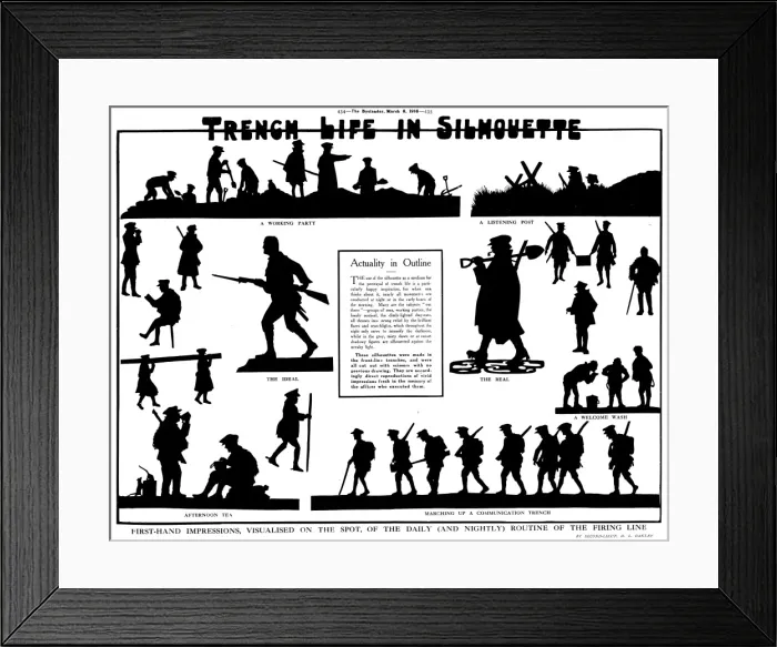 Framed Print : Trench Life in Silhouette by H. L. Oakley Framed Print : Trench Life in Silhouette by H. L. Oakley