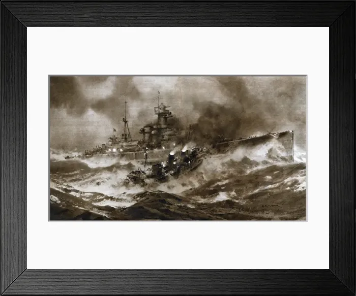 Framed Print : H. M. S. Glowworm ramming the Admiral Hipper Framed Print : H. M. S. Glowworm ramming the Admiral Hipper