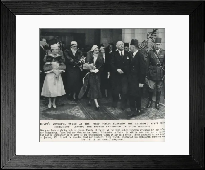Framed Print : Queen Farida of Egypt at her first public function Framed Print : Queen Farida of Egypt at her first public function