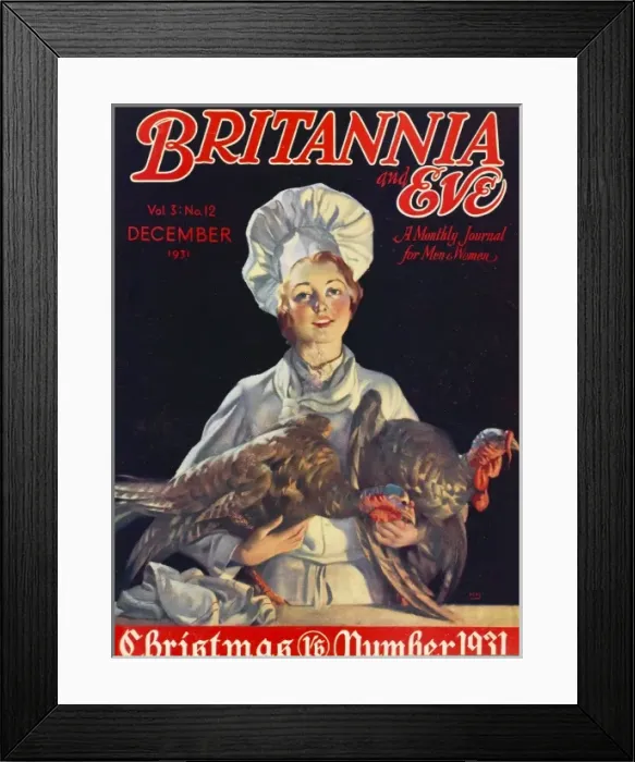 Framed Print : Britannia and Eve Christmas cover 1931 Framed Print : Britannia and Eve Christmas cover 1931