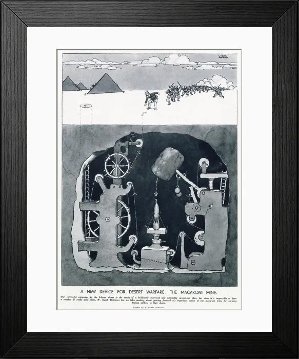 Framed Print : Successful campaign in the Libyan desert. Italian soldiers about to trigger an underground device. Date: 1941 Framed Print : Successful campaign in the Libyan desert. Italian soldiers about to trigger an underground device. Date: 1941