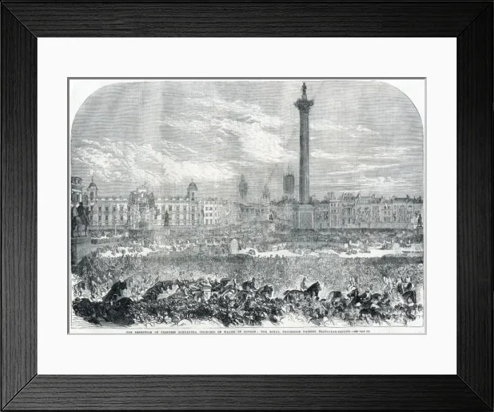 Framed Print : Royal wedding 1863 - procession passing through Trafalgar Sq Framed Print : Royal wedding 1863 - procession passing through Trafalgar Sq