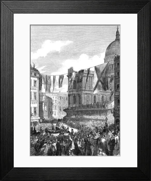 Framed Print : Royal wedding 1863 - procession entering St Pauls Churchyar Framed Print : Royal wedding 1863 - procession entering St Pauls Churchyar
