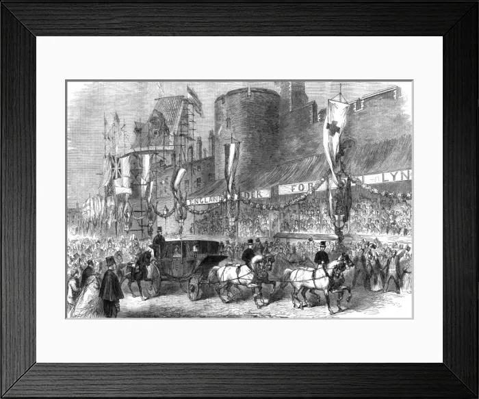 Framed Print : Royal wedding 1863 - passing the curfew tower at Windsor