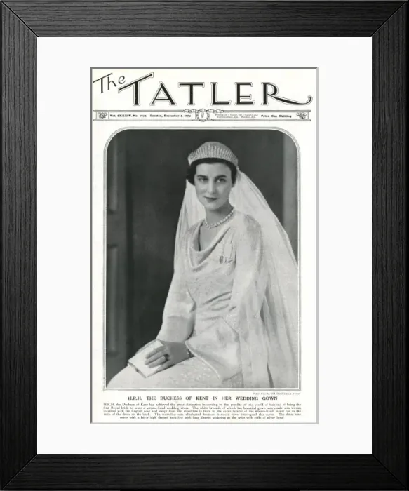 Framed Print : Tatler front cover of Duchess of Kent in her wedding gown