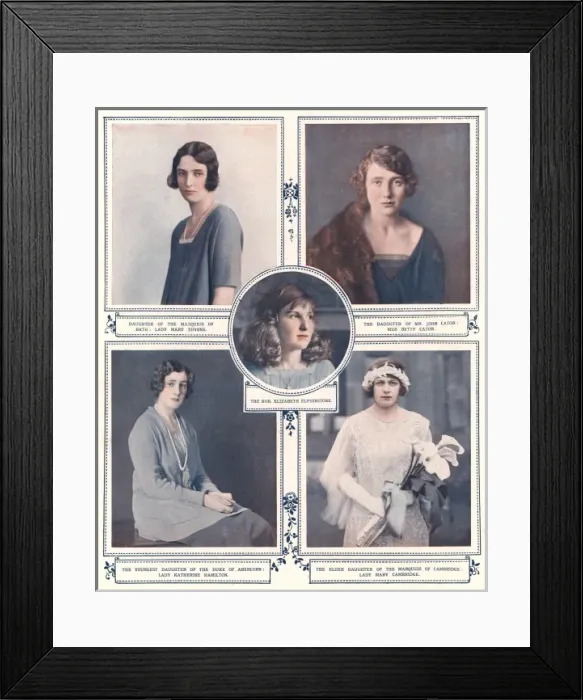 Framed Print : Royal Wedding 1923 - five of the bridesmaids Framed Print : Royal Wedding 1923 - five of the bridesmaids