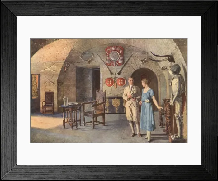 Framed Print : Lady Elizabeth Bowes-Lyon shows Duke of York around Glamis Framed Print : Lady Elizabeth Bowes-Lyon shows Duke of York around Glamis