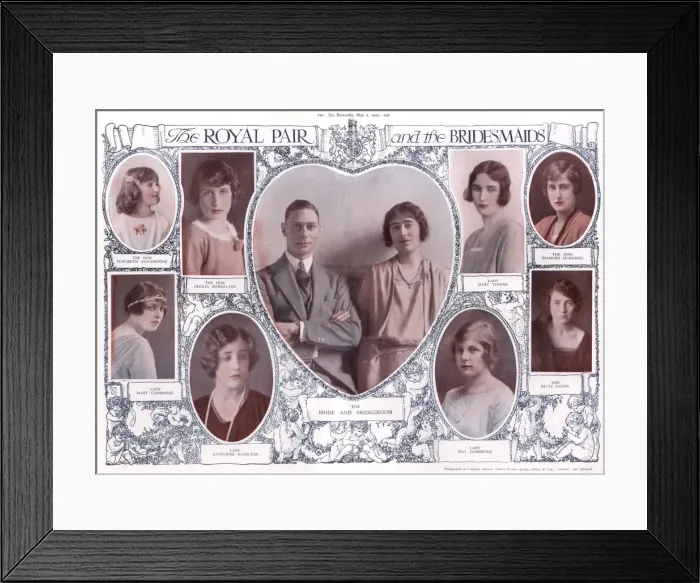 Framed Print : Royal Wedding 1923 - Royal pair and bridesmaids