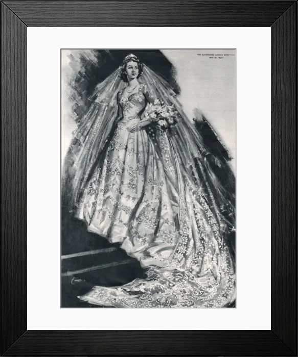 Framed Print : Royal Wedding 1947. The Wedding Dress Framed Print : Royal Wedding 1947. The Wedding Dress