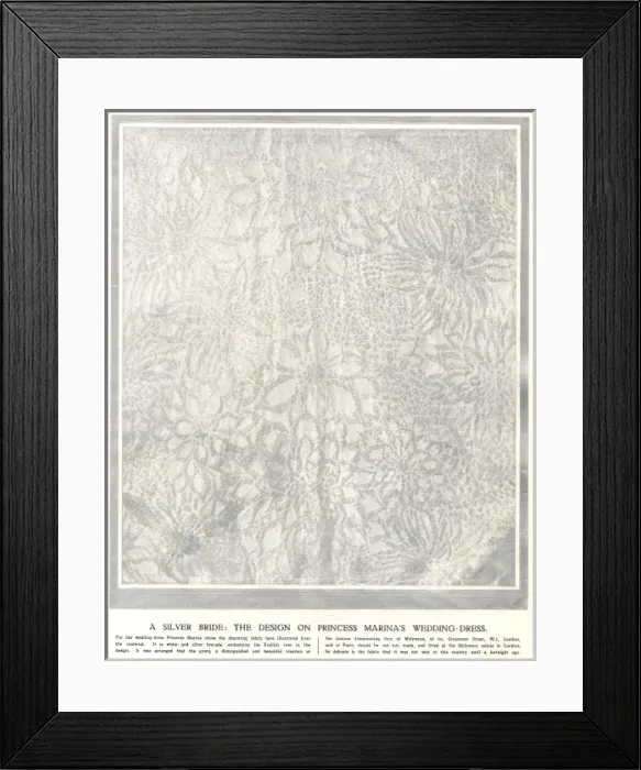 Framed Print : Royal Wedding 1934 - wedding dress fabric Framed Print : Royal Wedding 1934 - wedding dress fabric