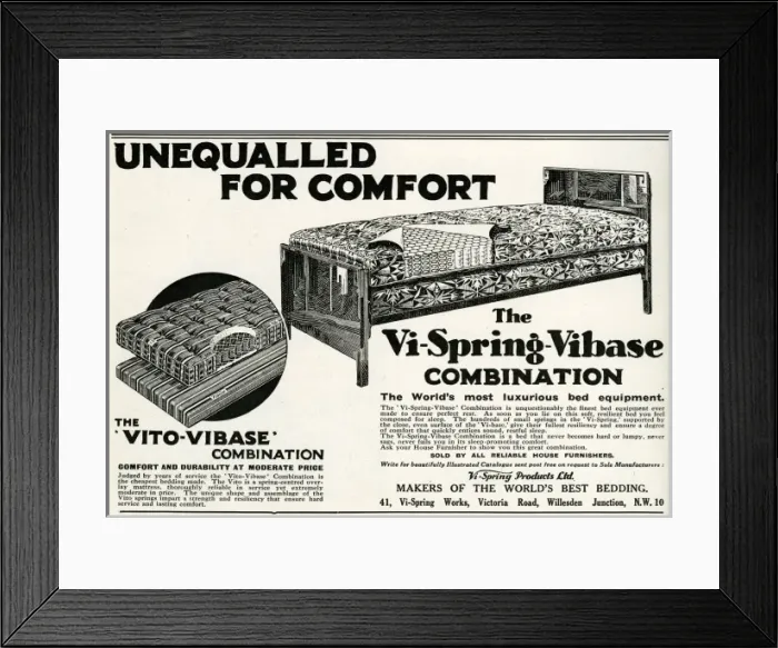 Framed Print : Advert for Vi-spring Mattress 1933 Framed Print : Advert for Vi-spring Mattress 1933