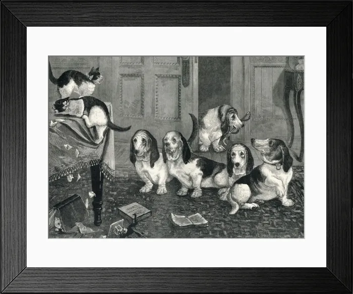 Framed Print : A new dog-fancy: the Basset Hounds by Louis Wain Framed Print : A new dog-fancy: the Basset Hounds by Louis Wain
