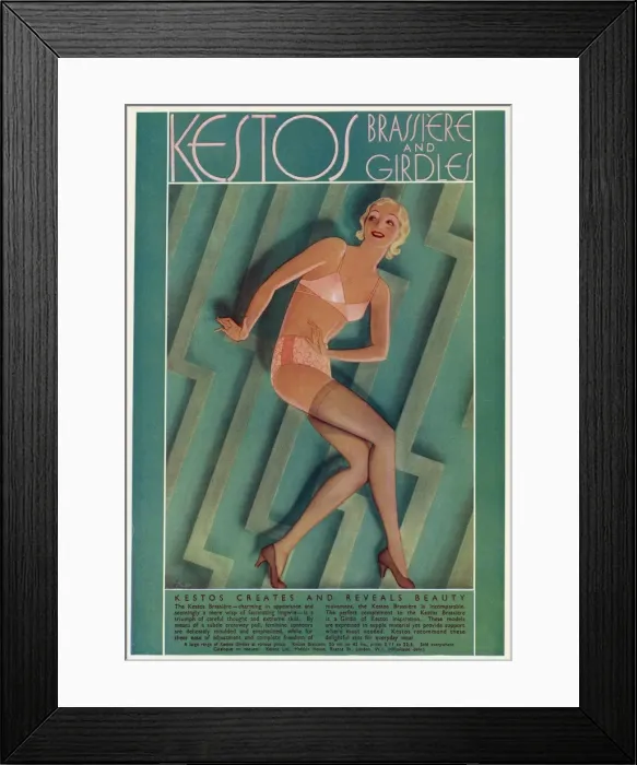 Framed Print : Advert for Kestos Brassiere and Girdles Framed Print : Advert for Kestos Brassiere and Girdles