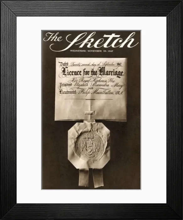 Framed Print : Royal Wedding 1947 - Sketch front cover Framed Print : Royal Wedding 1947 - Sketch front cover