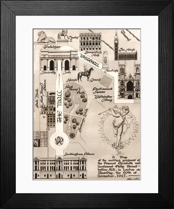Framed Print : Royal Wedding 1947 - Processional Route