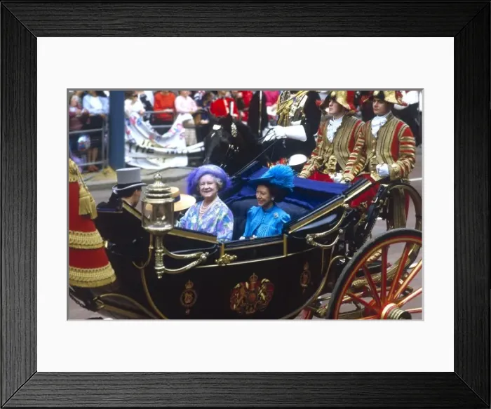 Framed Print : Royal Wedding 1986 - Queen Mother and Princess Margaret Framed Print : Royal Wedding 1986 - Queen Mother and Princess Margaret