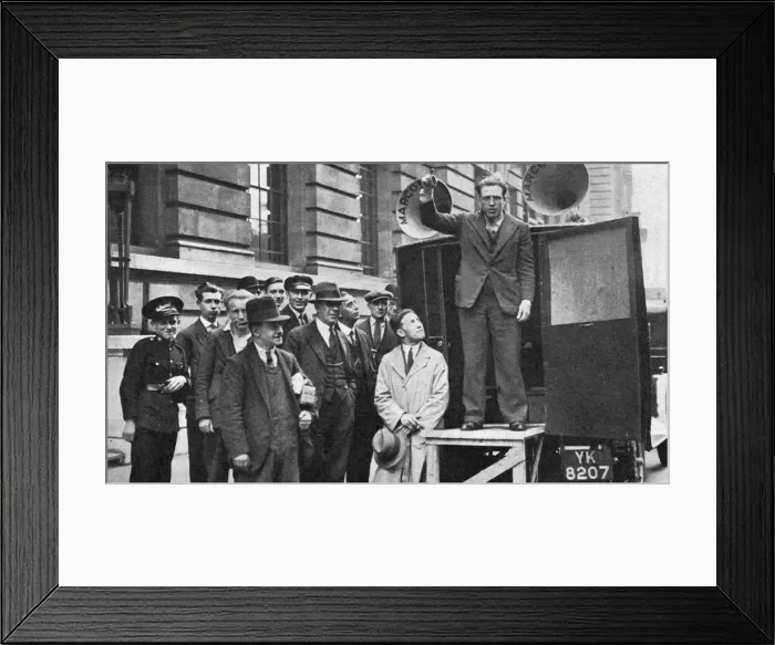 Framed Print : Kid Lewis canvassing as a candidate for Mosleys New Party Framed Print : Kid Lewis canvassing as a candidate for Mosleys New Party