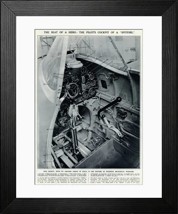 Framed Print : Pilots cockpit of a spitfire 1940 Framed Print : Pilots cockpit of a spitfire 1940