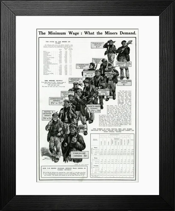 Framed Print : National coal strike - demands of miners 1912 Framed Print : National coal strike - demands of miners 1912