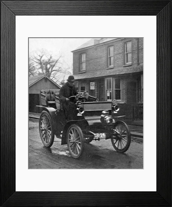 Framed Print : Blind motor car driver, 1904 Framed Print : Blind motor car driver, 1904
