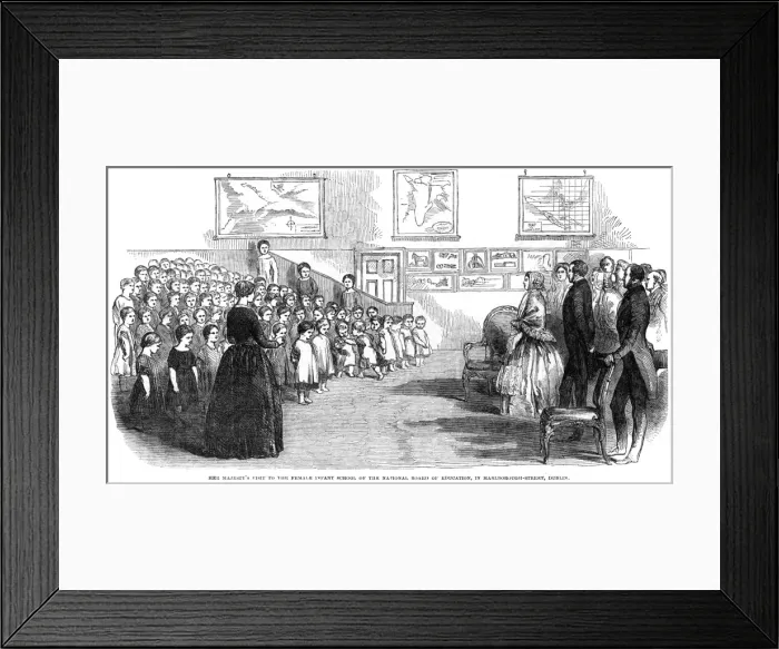 Framed Print : Queen Victoria in Ireland visiting a school Framed Print : Queen Victoria in Ireland visiting a school