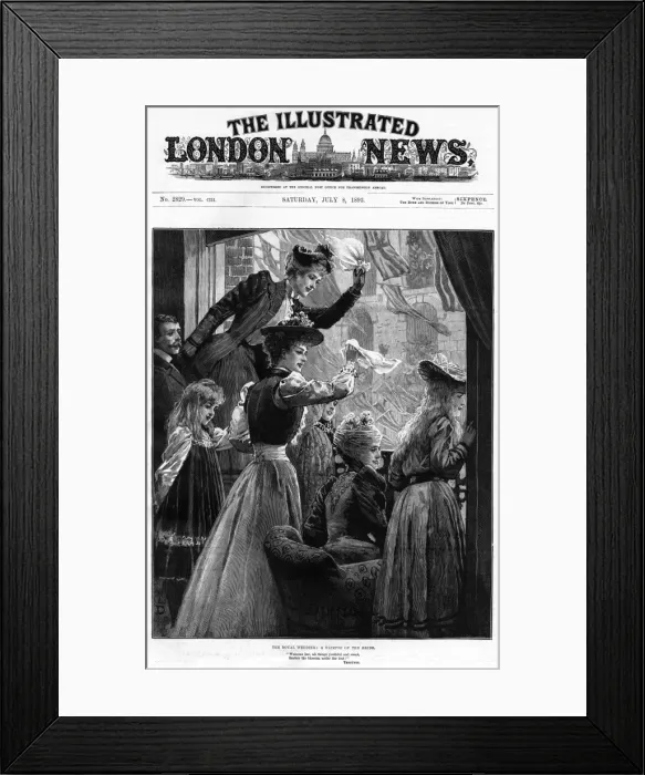 Framed Print : Cheering citizens hail passing royal bride, 1893