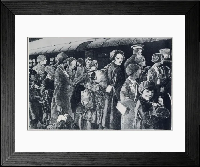 Framed Print : Children bearing tags on their luggage standing on the platform station. Being evacuated from London to the countryside. Date: June 1940 Framed Print : Children bearing tags on their luggage standing on the platform station. Being evacuated from London to the countryside. Date: June 1940