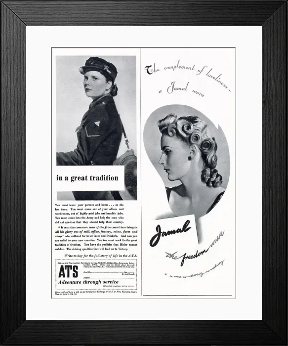 Framed Print : Page of adverts for women 1941