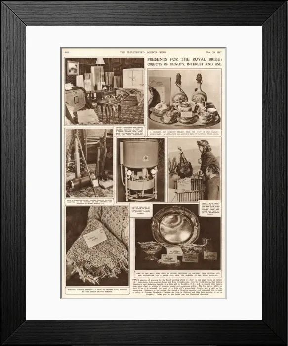 Framed Print : Royal Wedding 1947 - presents for the royal bride Framed Print : Royal Wedding 1947 - presents for the royal bride