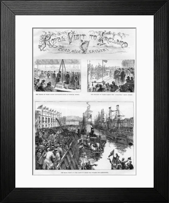 Framed Print : The Royal Visit to Ireland, 1885 - three scenes Framed Print : The Royal Visit to Ireland, 1885 - three scenes