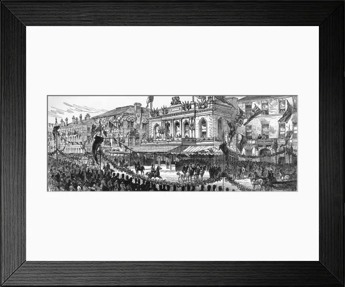 Framed Print : The Royal Visit to Ireland, 1885 - Belfast street scene Framed Print : The Royal Visit to Ireland, 1885 - Belfast street scene