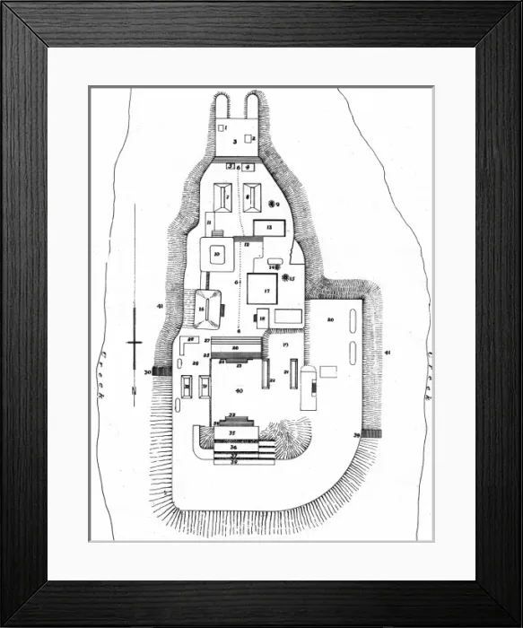 Framed Print : Lubaantun archaeology - reconstruction of the citadel