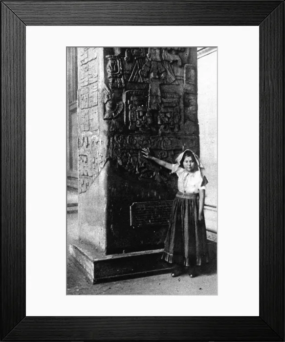 Framed Print : Lubaantun archaeology - native girl in British Museum, 1926